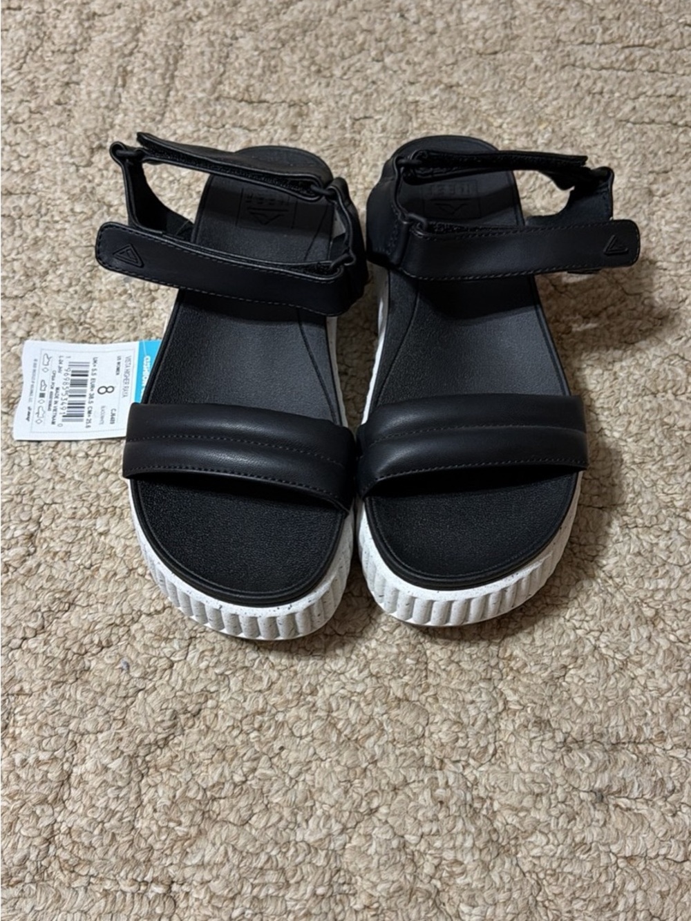 Reef Black Sandal Platform with White and Purple Sole